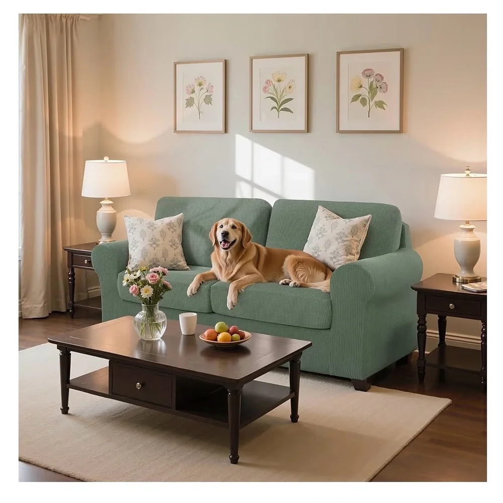 Elegant Green Sofa Cover (A102)
